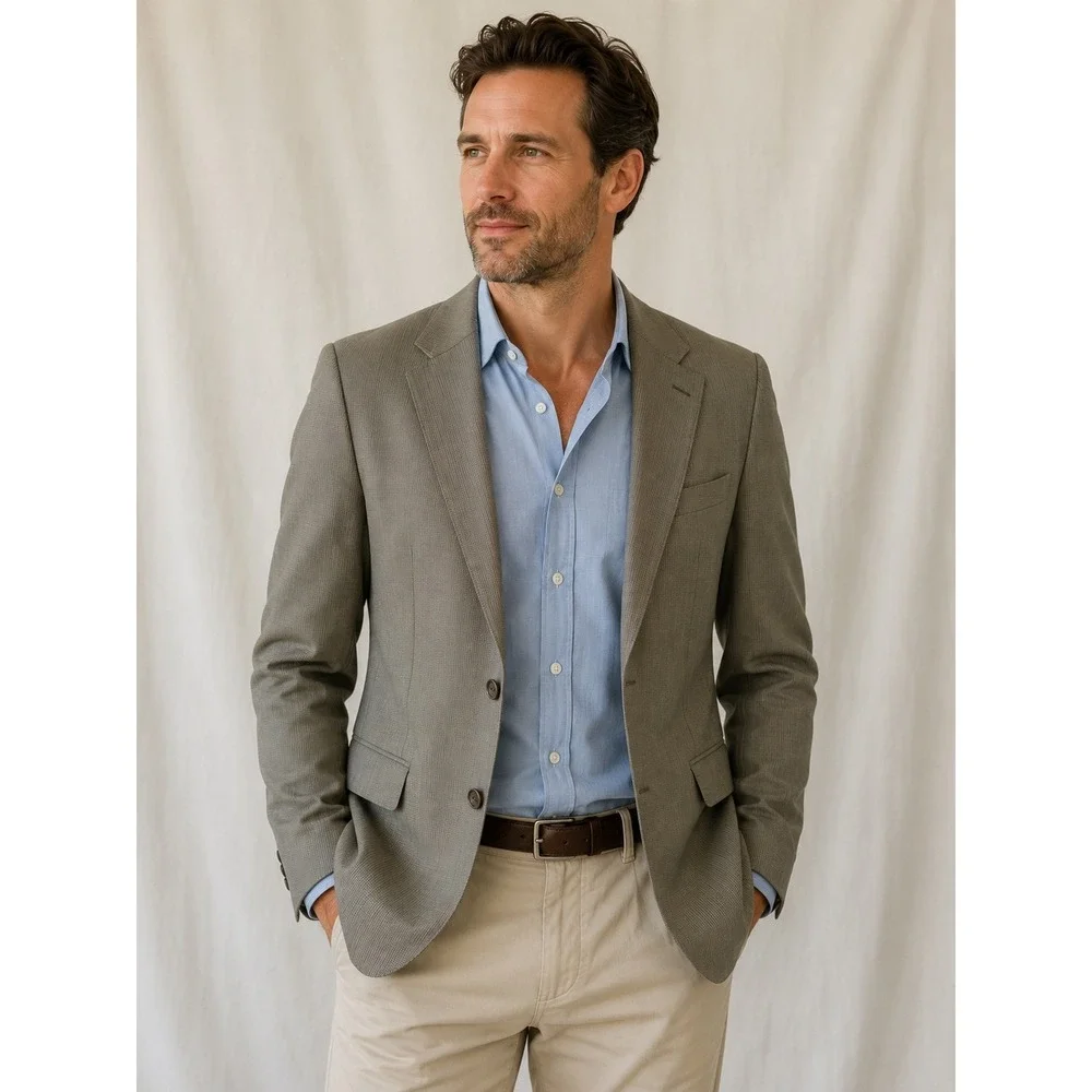Metroclub Collection Mens Blazer‎ 42S Taupe 3-Button Sport Coat Paris SBX3